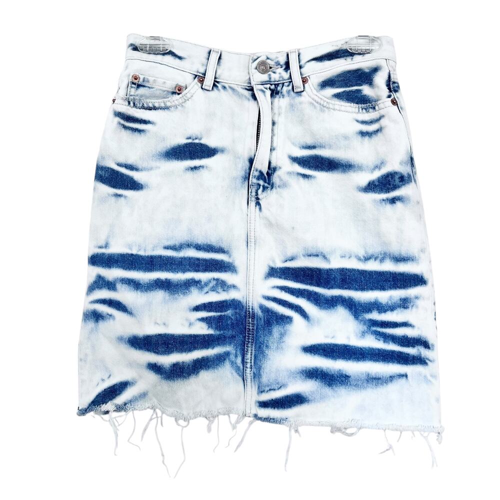 Zara Blue Tie Dye A-Line Denim Mini Skirt Size XS